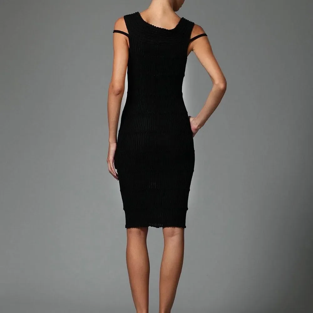 Valentino Garavani Black Jersey Ribbed Dress L NWT - Picture 6 of 6